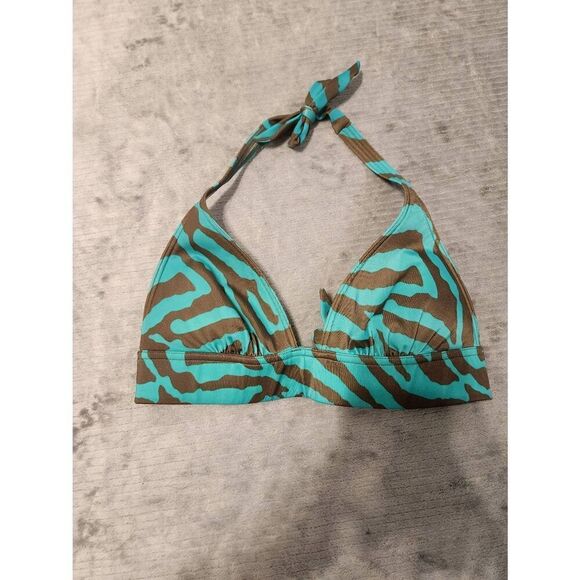 Victoria's Secret S Green Brown Padded Halter Bikini Top - Picture 1 of 3